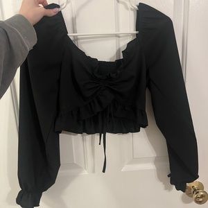 black cropped blouse